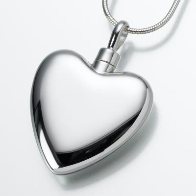 sterling silver large heart cremation pendant necklace
